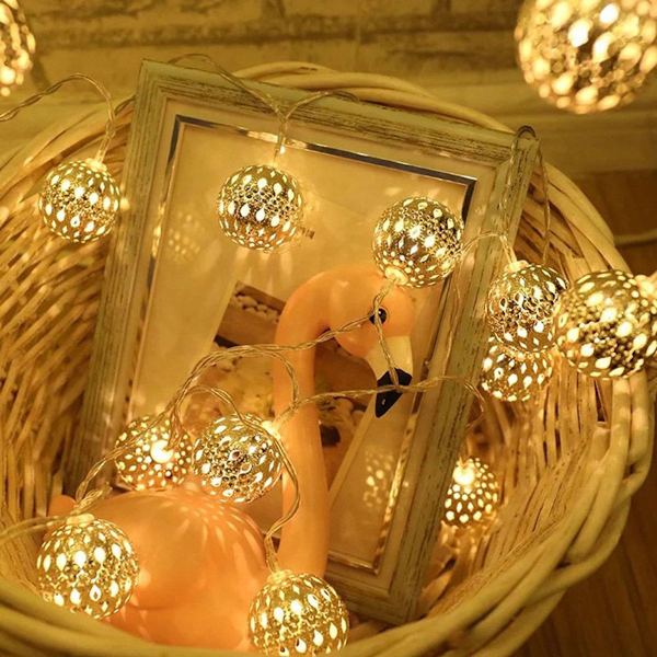 Metallhul Marokko Ball LED-lysslynge Dekorative lys KLB