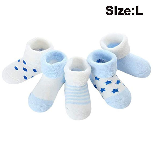 5 par nye varme baby frotté sokker baby sokker tegneserie baby blå KLB