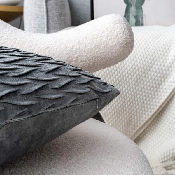 Fløyel putetrekk 45x45cm for stue sofa, sett med 2 ensfargede firkantede putetrekk soveromsdekorasjon, grå KLB
