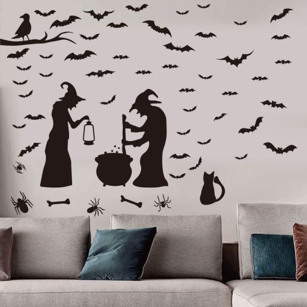 Heks raffinering medicin, Halloween klistermærke, krukke, stue, soveværelse