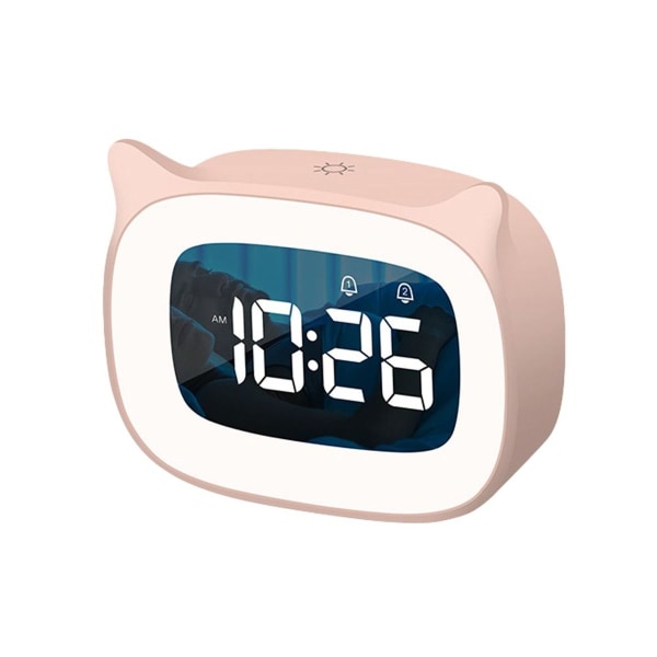 Söt väckarklocka med nattljus väckarklocka för barnbord rosa
