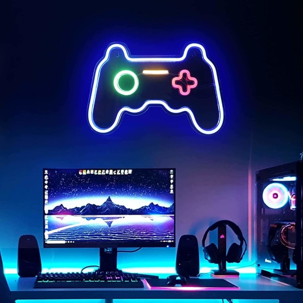 Gaming vägglampa - Neonljusskylt för spelrum - USB-driven LED-nattlampa - Neonljus för speluppsättning, sovrum, spelrum