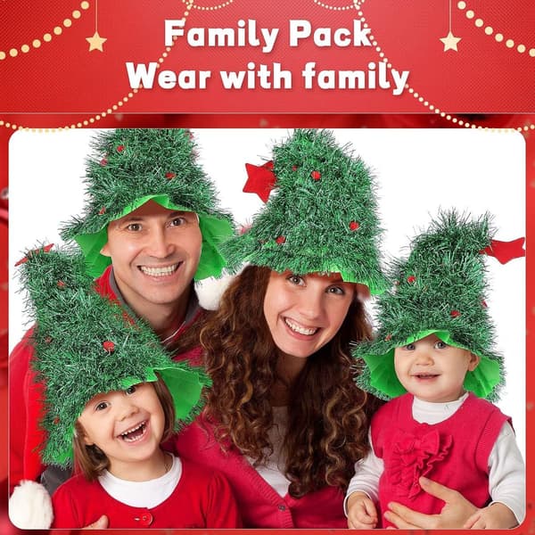 4-pack julgranshattar, roliga julgransformade tomteluvor KLB