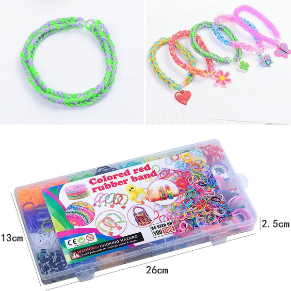 Loom Ribbon Craft Kit, 1600+ Färgglatt Gummiband Startset DIY Craft Färgglatt KLB
