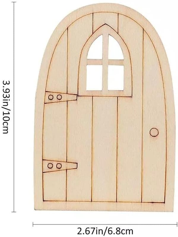 10 stk Umalte Fe-Tema Mini Dørformede Trebiter, Tre