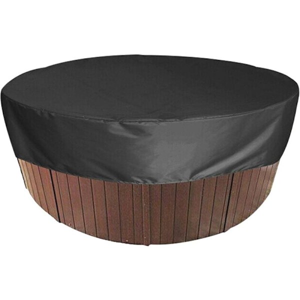 Runt lock för bubbelpool, vattentätt skydd för spa med UV-skydd och dragsko, runt lock för badkar, swimmingpool, sandlåda, 215x70cm KLB