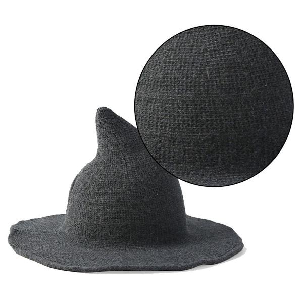 Kvinde Halloween Heksehat Uld Hat Bred Skygge Spire Strikket Stil 1