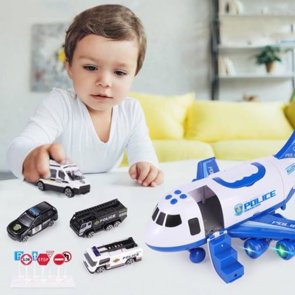 Polisen Flygplan Bil Leksak Set Flygplan Leksaker för Pojkar