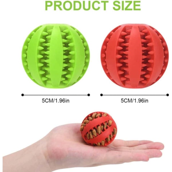 5 cm hundebold, gummihundebold, uforgængelig hundebold, hårdt gummilegetøj til at tygge, rense tænder, lege, træne (2 dobbeltfarvede prikker)