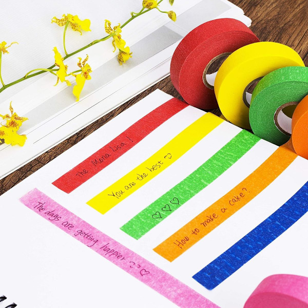 Farget masking tape - Pakke med 6 håndverksbånd for malere