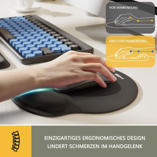 Musematte gel pute musematte med håndstøtte ergonomisk musematte tastatur