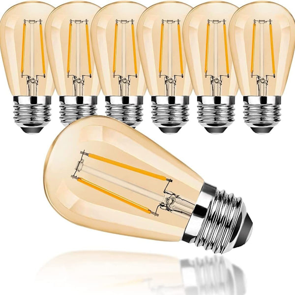 LED E27 S14 2W varmvit 2700K retro glödlampa glas för utomhus ljusslingor ersättning
