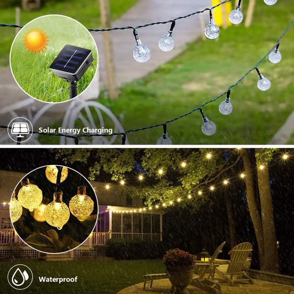 LED-eventyrlys utendørs solcelle-eventyrlys med 50 LED-krystallkuler 9,5 KLB