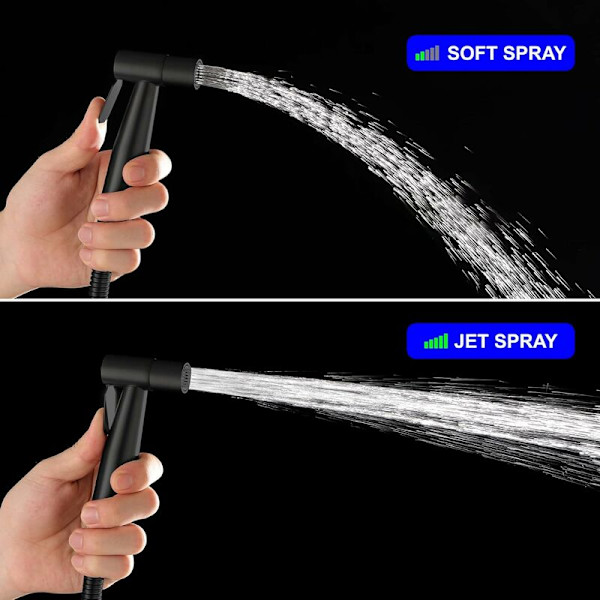 Rustfrit Baby Ble Baby Ble Sprayer i Rustfrit Stål + 1,5 Slange + Montering, Toilet Bidet Tilbehør til Badeværelse til Kæledyrshygienisk Rengøring, Mat Sort KLB