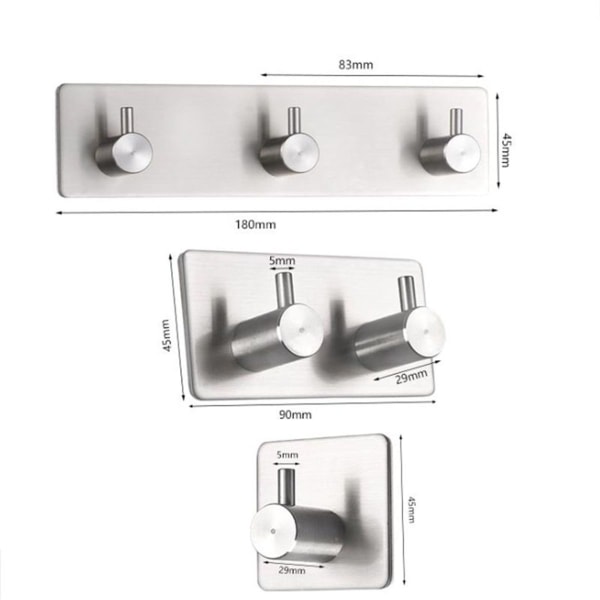 Klädhängare i rostfritt stål för väggmontering, handdukshängare, klädhängare, självhäftande badrumstillbehör