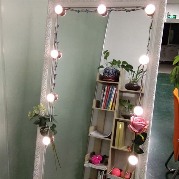 USB 10LED Smart Speil Lys Dimbar Sminke Lampe KLB