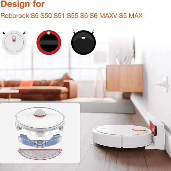 Pakke med 6 rengjøringskluter for Xiaomi Roborock S5 S50 S51 S55 S6 S6 MAXV S5 MAX