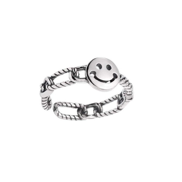 Gotisk knogring set, 2-delad smiley finger ring med halvöppen kedja tofs KLB