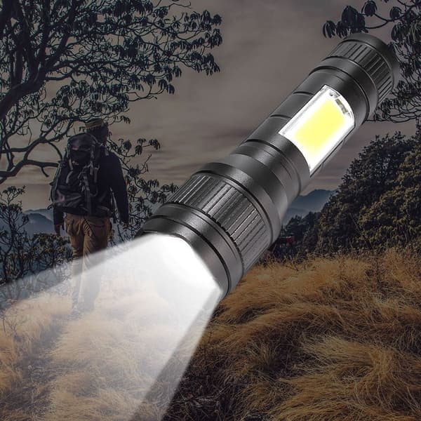 Kannettava T6+COB LED-teleskooppizoom-taskulamppu 3 tilalla KLB