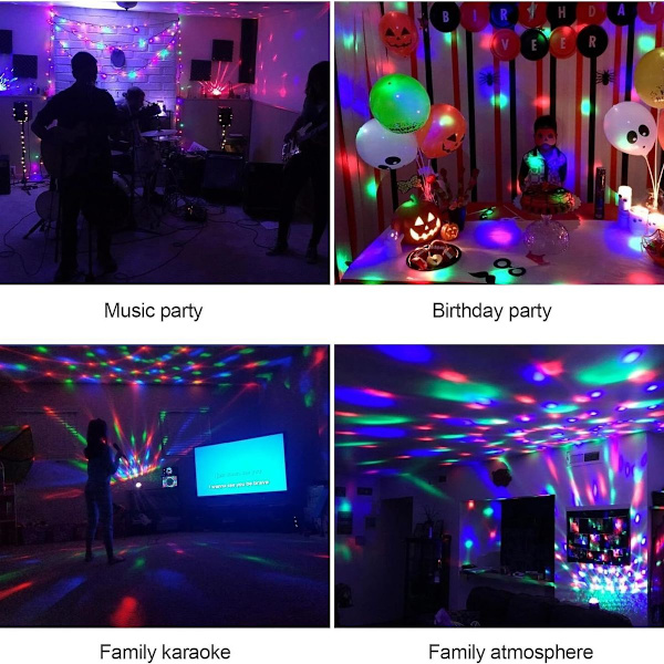 Discokugle diskolys festbelysning diskolys lyseffekter 7 farver KLB
