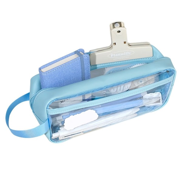 Pennfodral Transparent Case Markörväska Multifunktionell Himmelblå