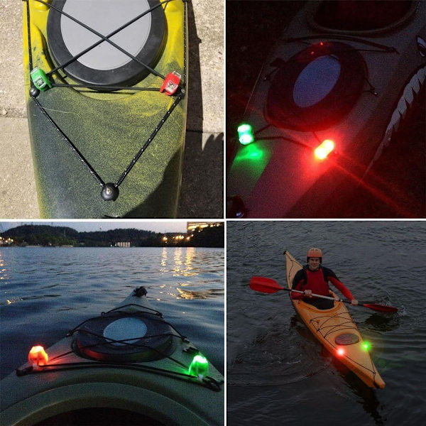 Pakke med 2 forlygter røde og grønne LED navigationslys til båd kajak