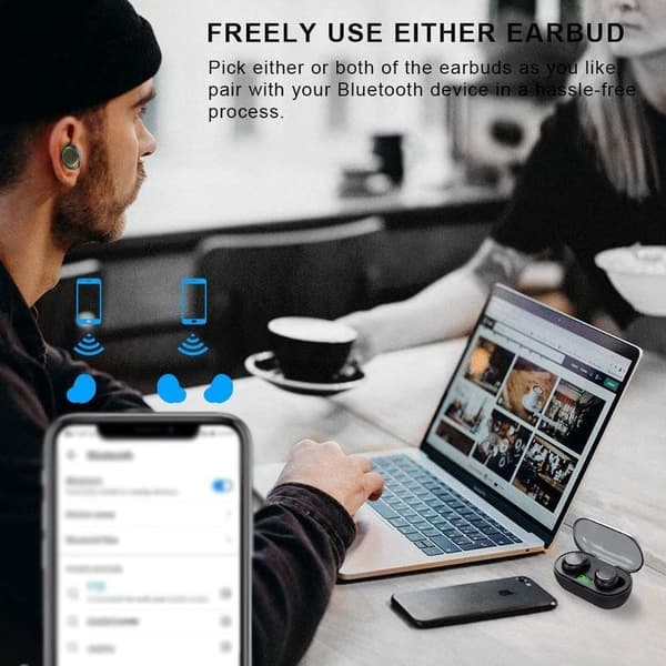 Trådløse Bluetooth-øretelefoner, Bluetooth 5.3 In-Ear Black