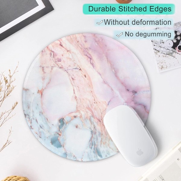 Round Marble Mouse Pad Pink Marble Custom Premium Texture