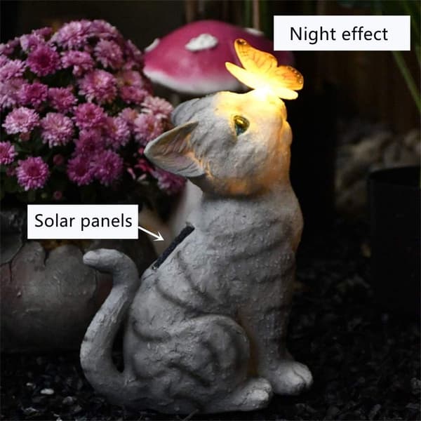 Solcelled LED-lys Kat Have Statue Kat Skulptur Plæne Dekoration KLB