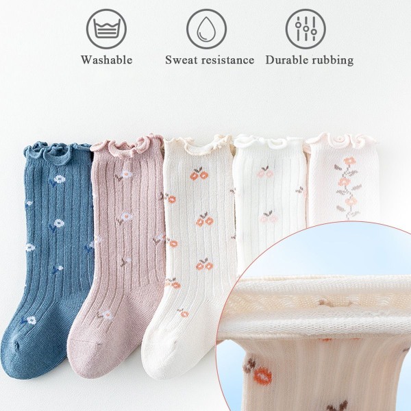 6 par höststrumpor för baby, små blommönster, lös topp, 9-11 cm KLB