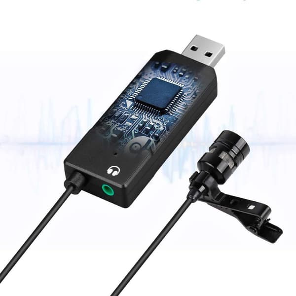 USB Lavalier Lapel Mikrofon, Clip-on Kardioid Kondensator Datormikrofon Plug and P KLB
