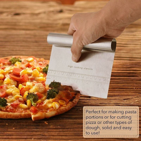 Degspatel i rostfritt stål, slät kakskrapa, pizzatillbehör, skärare för pasta, kakor, pizzabakning, bakverk, köksmått, spatel KLB
