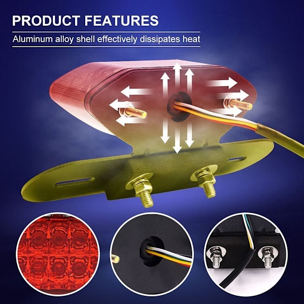 Motorcykel LED baglygter, motorcykel blinklys, bagbremselygte indikator, nummerpladelys