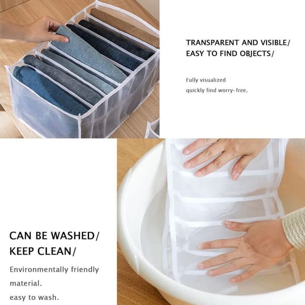 2 stk. Foldbar Mesh Opbevaringsboks Jeans Skuffe Organizer Skuffe Organizer