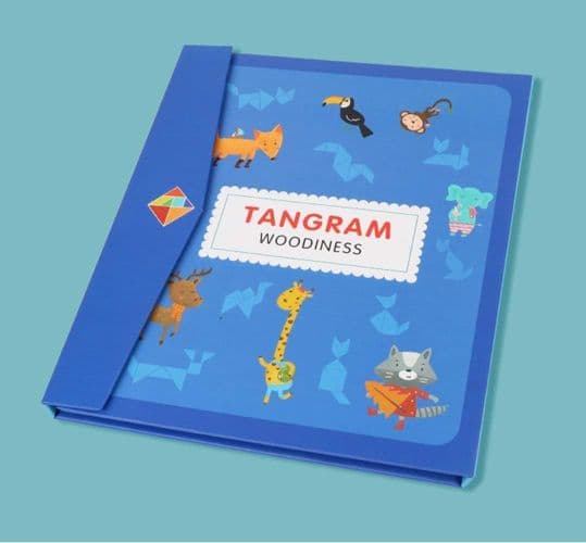 Tangram Magnetiskt Pusselbok, Barnpussel Geometriska Block Massivt Trä