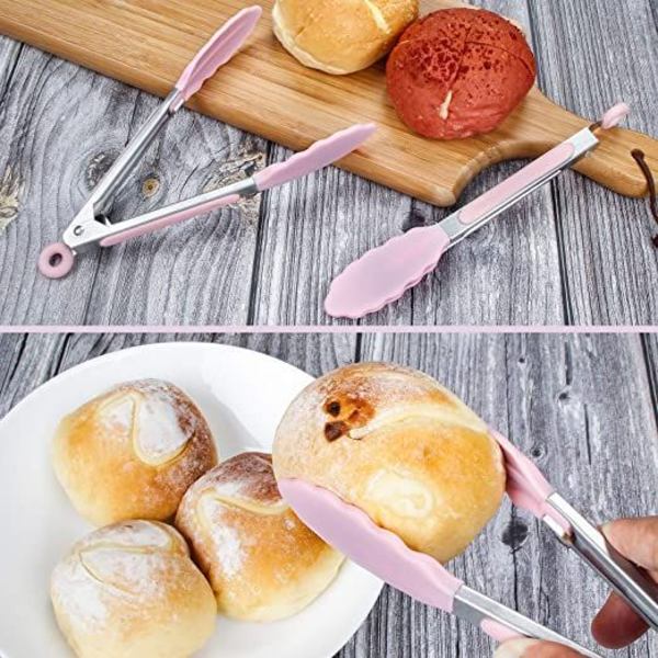 Mini silikonbestikkholdersett med tre, 7 tommer, rosa