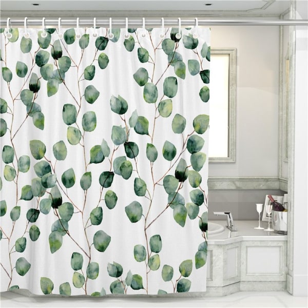 Ett set(YL003B, ca 180*180cm)Duschgardin Vattentät och mögelsäker badrumsgardin för kvinnor och män med krokar Snabbtorkande tvättbara gardiner
