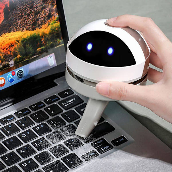 Mini bordstøvsuger med USB-lader og rengjøringsbørste for kontor og hjem