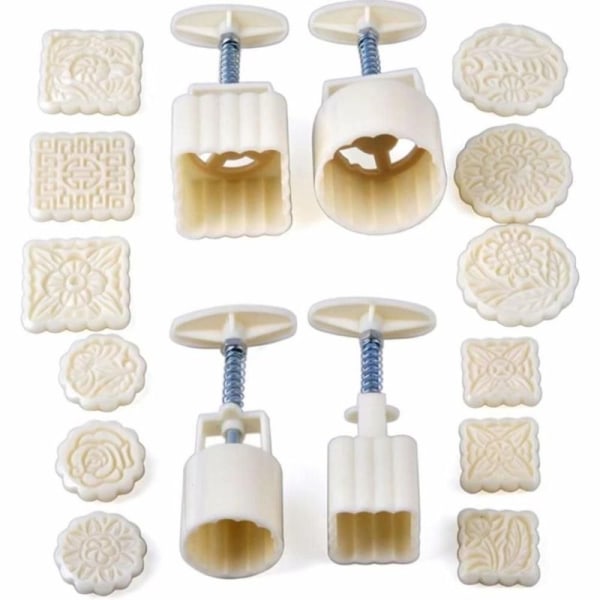 Månekakeform DIY Baking 4 sett 12 stykker runde og firkantede former