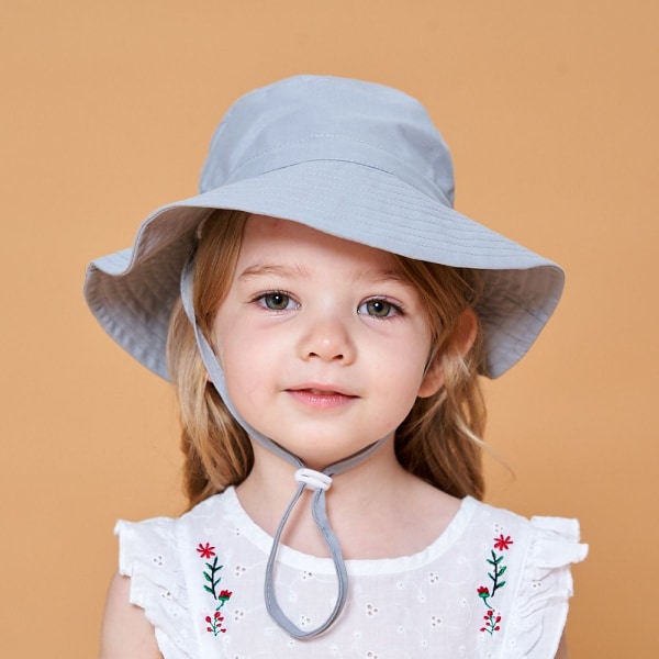 Chapeau de soleil réglable pour fille grise,chapeau de protection solaire à large bord pour bébé fille garçon et bébé unisexe