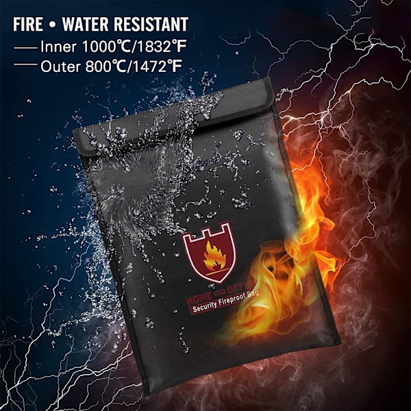Brandsikker Dokumenttaske 15 x 11 Tommer Ikke-Kløende Silikonbelagt
