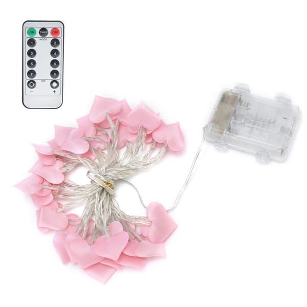 40 LED-lys, rosa, hjerteformet stemningsbelysning for KLB