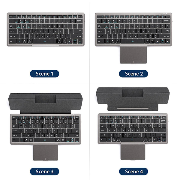 Universell Bluetooth-tangentbord med fodral och stativ, uppladdningsbar