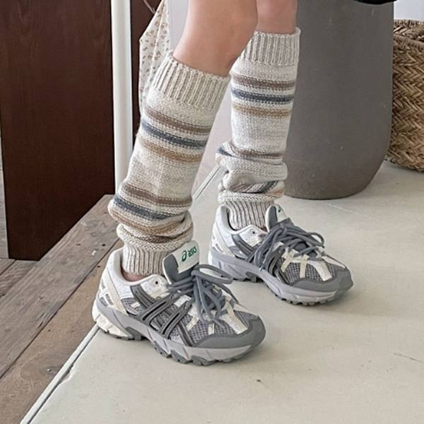 Dammode Horisontella Ränder Färgblockering Stickad Beige KLB
