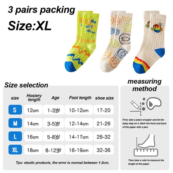 3 par roliga strumpor för pojkar och flickor söta XL KLB