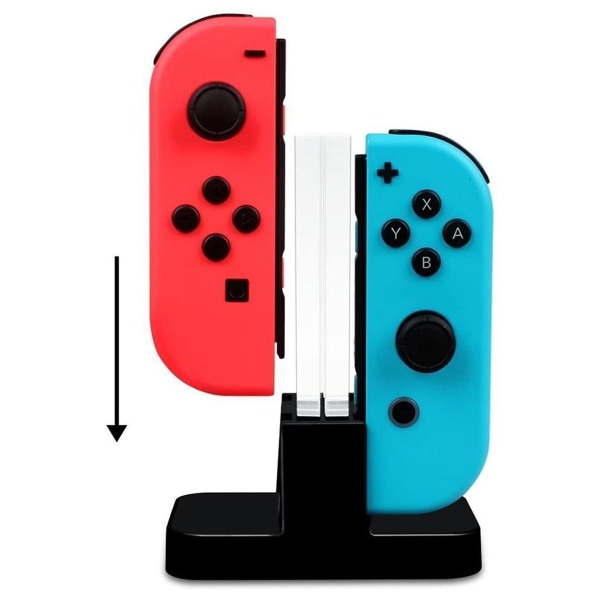 Nintendo Switch-lader med håndtak ladestasjon - 4 i 1, USB-kabel, 2 USB-porter KLB