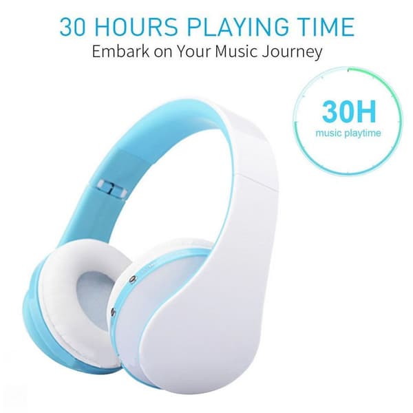 Bluetooth trådløse hovedtelefoner, over-ear headset med lyseblå