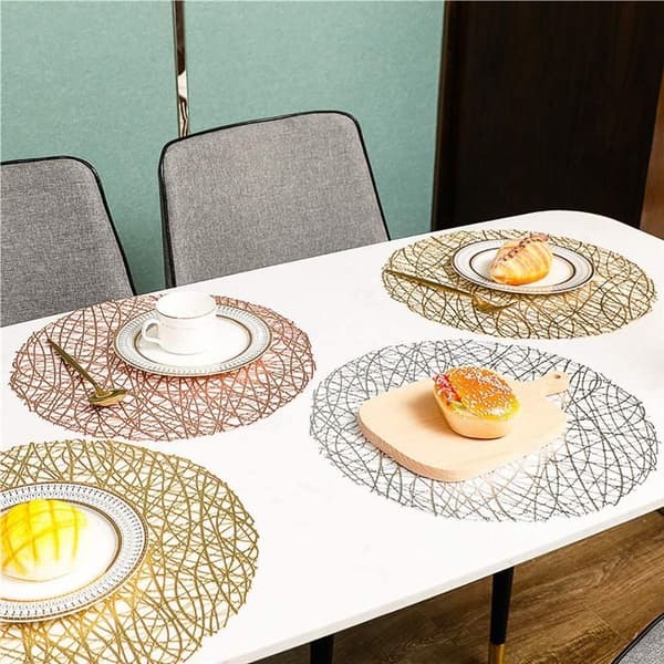 Pladser til spisebordet Metallic Hollow Out Line Circle Guld
