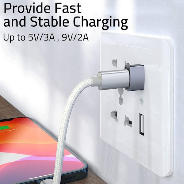 USB-C naar USB-adapter, 3-pack [aluminium behuizing, grijs