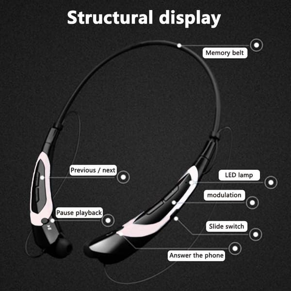 Bluetooth-hörlurar, trådlösa Bluetooth 4.0 krage vita
